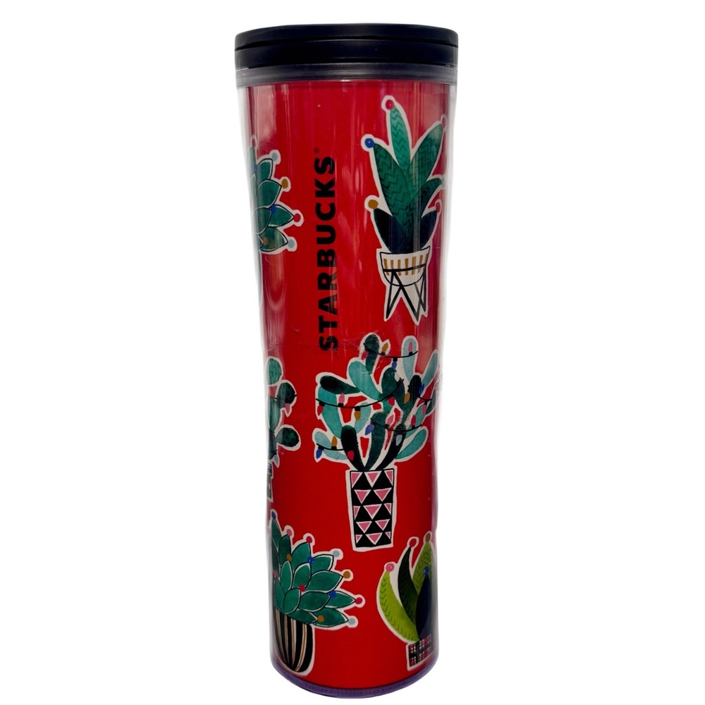 Starbucks Holiday 2017 Cactus 16 oz plastic travel coffee tumbler NWT